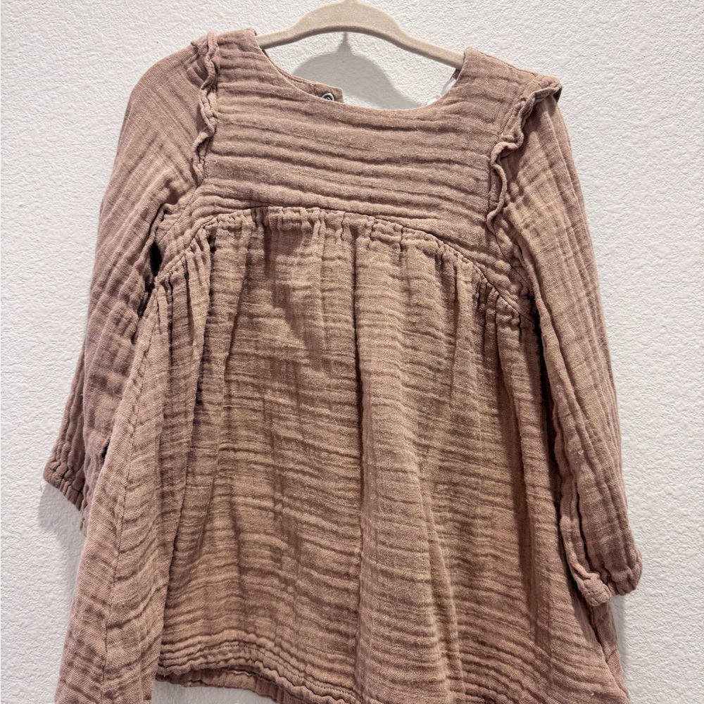 Angel dear 2T Cozy Tan Long Sleeve Dress